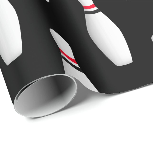 Buttone aus weißem Bowling in Schwarz Geschenkpapier (Rolleneckpunkt)