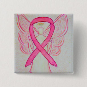 Buttone der rosa Engel Awareness Ribbon Custom Art Button