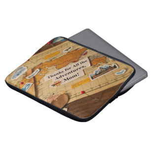 Buttone und Sehenswürdigkeiten der Weltkarte Laptopschutzhülle