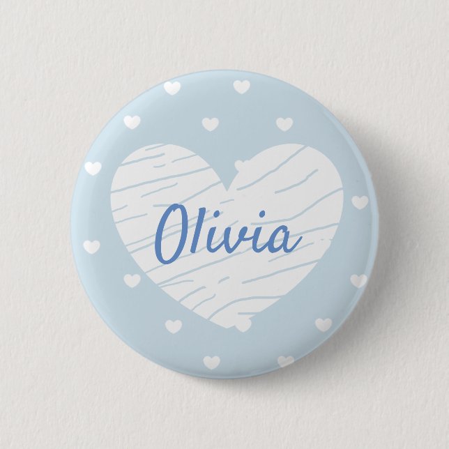 Buttons für personalisierte Namen Blue Hearts (Vorderseite)