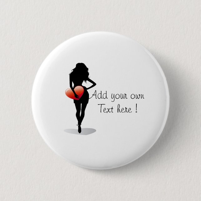 Buttons junges Mädchen mit rotem Herzen (Vorderseite)