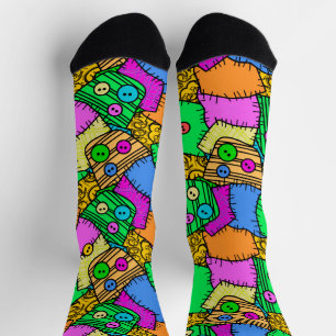 Buttons und Patchwork Halloween Socken