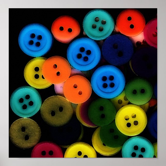 BUTTONS! Whimsikkunstdruck Poster (Vorne)
