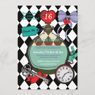 Buvez-Moi Alice Au Pays Des Merveilles Invitation 