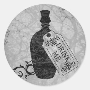 Buvez-moi Bouteille Gris Classic Sticker rond
