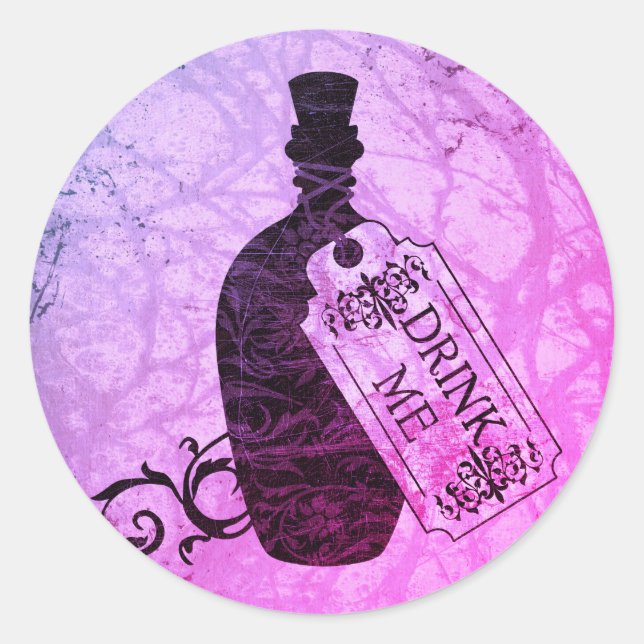 Buvez-Moi Bouteille Purple Classic Round Sticker (Devant)