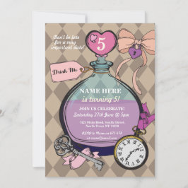 Buvez-moi invitation Alice dans l'anniversaire du