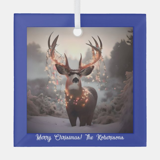 Buy und Christmas Lights Blue Ornament Aus Glas (Vorderseite)