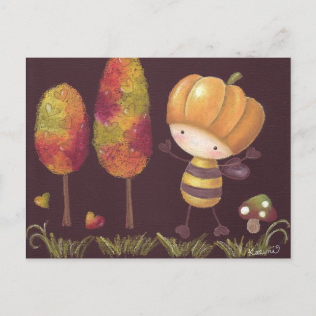 Buz-buz macht einen Herbstspaziergang auf Postkart Postkarte (Vorderseite)