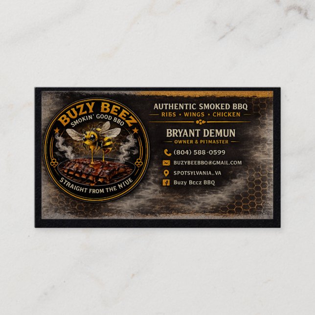 Buzy Bee BBQ Visitenkarte (Vorderseite)