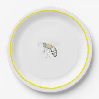 Buzz & Bloom Paper Plates - hand drawn bee design Pappteller