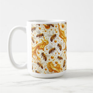 Buzz & Drip - Seamless 8 K Honey Bee Pattern with Kaffeetasse