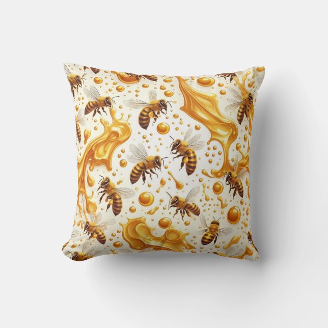Buzz & Drip - Seamless 8 K Honey Bee Pattern with  Kissen (Vorderseite)