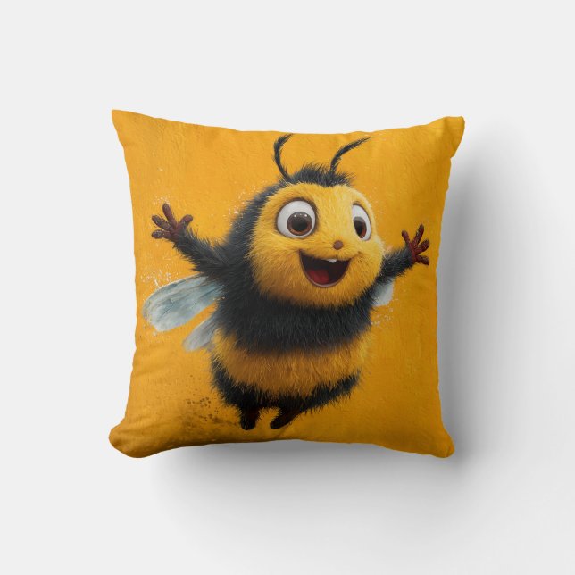 Buzz of Joy - Happy Bee Pillow Kissen (Vorderseite)
