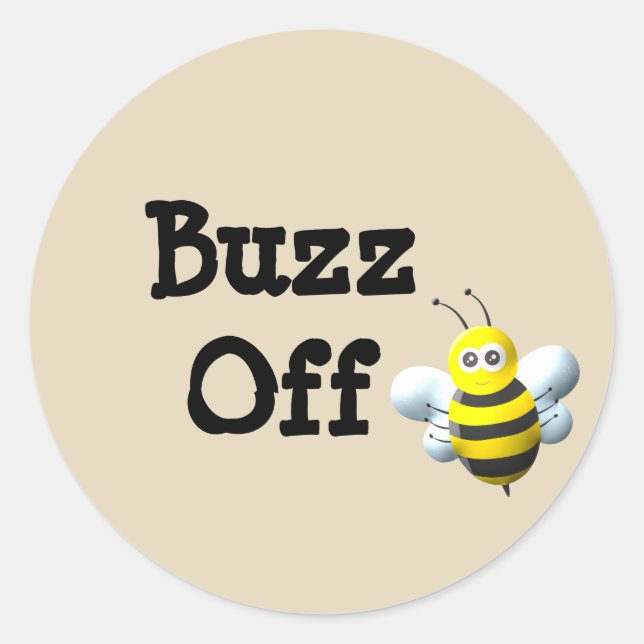 Buzz Off Bee Runder Aufkleber (Vorderseite)