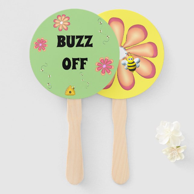BUZZ OFF Custom Hummel Themed Fächer (Vorne und Hinten)