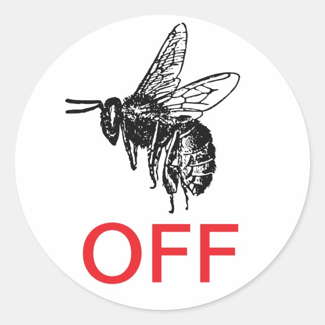 Buzz Off Runder Aufkleber (Vorderseite)