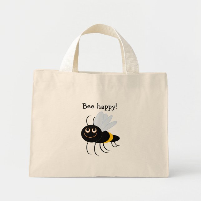 BuzzAboutBees Bee Happy Mini-Tasche Mini Stoffbeutel (Vorne)