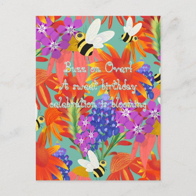 BuzzAmongBlooms_Editable Kinder Postkarte (Vorderseite)