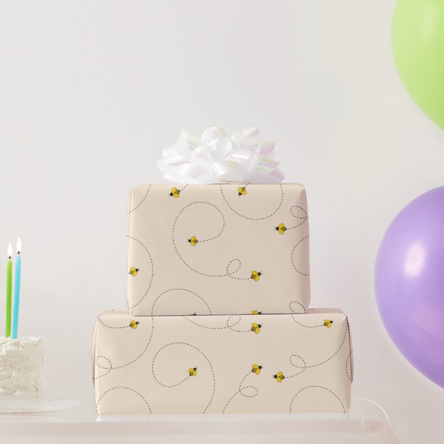 Buzzing Bienen Antikes Weiß nahtlos Geschenkpapier (Partygeschenke)