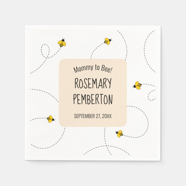 Buzzing Bienen Schlichte White Baby Dusche Serviette (Vorderseite)