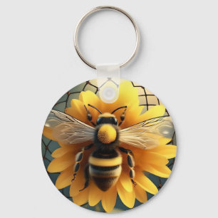 "Buzzing Dreams: Sonnenblumen Bee Dreamcatcher" Schlüsselanhänger