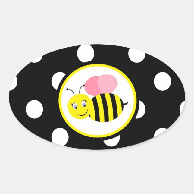 Buzzing Hummel - Rosa/Schwarz Ovaler Aufkleber (Vorderseite)