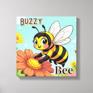Buzzy Bee   Süße Cartoon-Kinderzimmer-Kunst Leinwanddruck