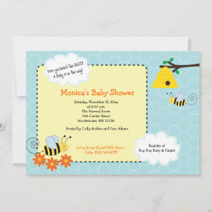 Buzzy Bees Bumble Bee Baby shower Invitation