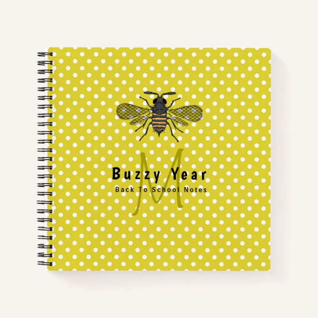 BUZZY-JAHR Monogramm BEYellow Punkts Student Notizbuch (Vorderseite)