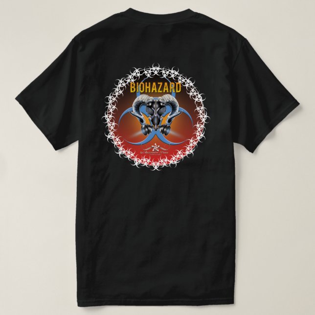 BW! BIOGEFÄHRDUNG WARNEN! TOTENKOPF T-Shirt (Design Rückseite)