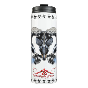 BW! BIOGEFÄHRDUNG WARNEN! TOTENKOPF THERMOSBECHER