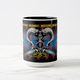 BW! BIOGEFÄHRDUNG WARNEN! TOTENKOPF ZWEIFARBIGE TASSE