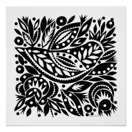 BW Bird Art Cutouts Poster - Positives Bild