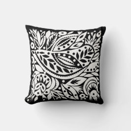 BW Bird Art Cutouts Reversible Pillow Kissen