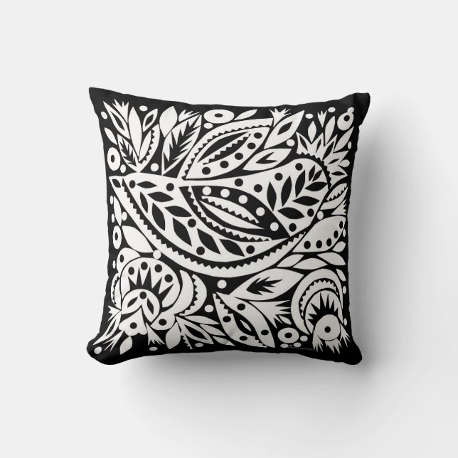 BW Bird Art Cutouts Reversible Pillow Kissen (Vorderseite)