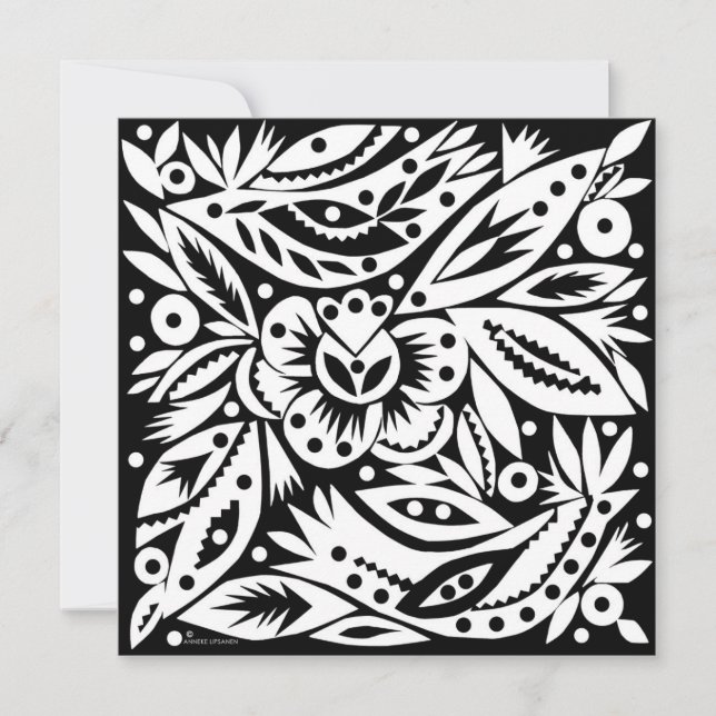 BW Birds Papercut Card Karte (Vorderseite)