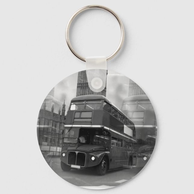 BW Black & White London Bus & Big Ben Schlüsselanhänger (Vorderseite)