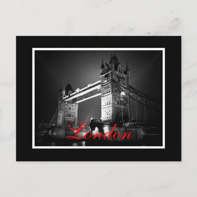 BW Black & White London Tower Bridge Postkarte (Vorderseite)
