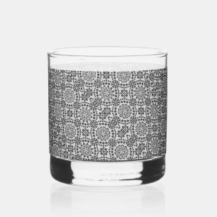 BW-Blumenmandala-Muster Whiskyglas