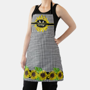 BW Buffalo Karo Muster Monogramm  Sonnenblumen Schürze