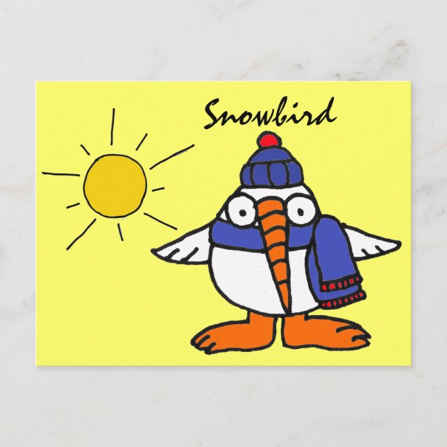 BW-Funny Snowbird Postcard Postkarte (Vorderseite)