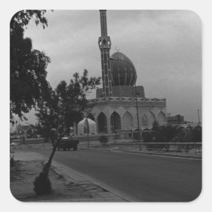 BW Iraq Baghdad Buniya Moschee 1970 Quadratischer Aufkleber