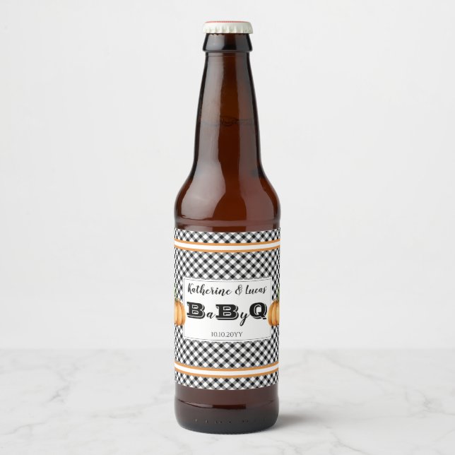 BW Karos Pumpkins Baby Q GRILLEN Dusche Bierflaschenetikett (Vorderseite)