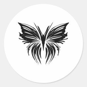 BW Minimalistisch Butterfly Design Runder Aufkleber