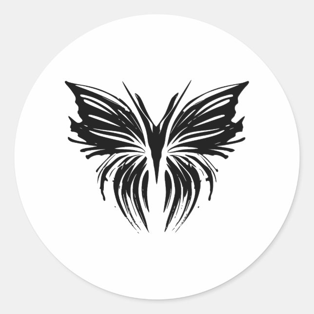 BW Minimalistisch Butterfly Design Runder Aufkleber (Vorderseite)
