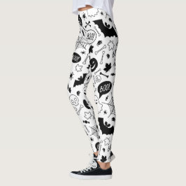 BW Muster Art Halloween Patterns Halloween Art Leggings