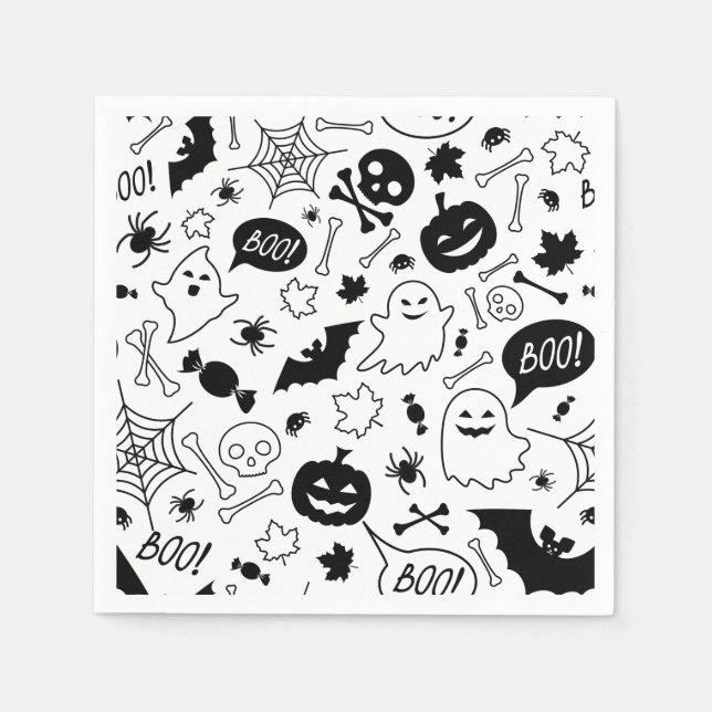 BW Muster Art Halloween Patterns Halloween Art Serviette (Vorderseite)