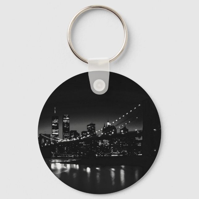 BW New York City in der Nacht Schlüsselanhänger (Vorderseite)