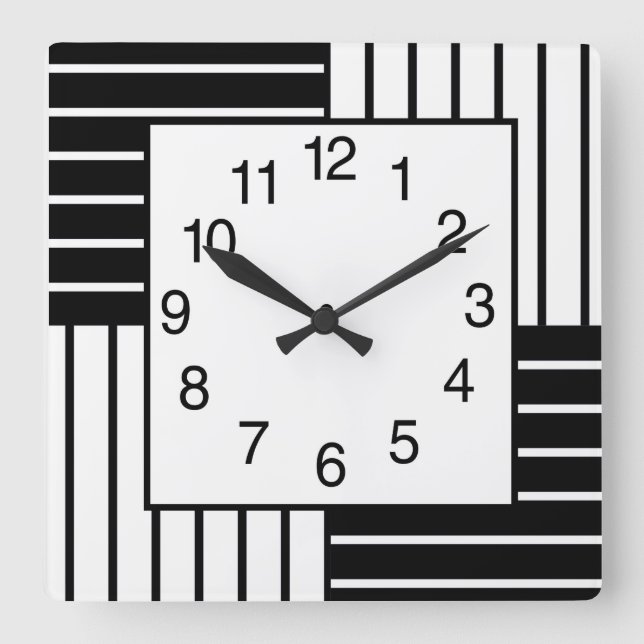 BW-Quadrate gestrichen Quadratische Wanduhr (Vorderseite)